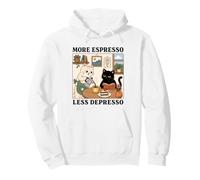 More Espresso Less Depresso Funny Cat Coffee Reading Design Pullover Hoodie