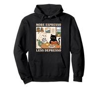 More Espresso Less Depresso Funny Cat Coffee Reading Design Pullover Hoodie