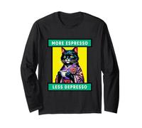 More Espresso Less Depresso Funny Coffee Cat Long Sleeve T-Shirt