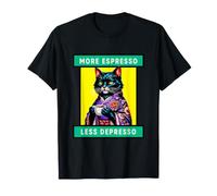 More Espresso Less Depresso Funny Coffee Cat T-Shirt