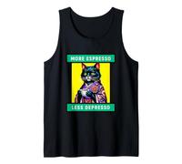 More Espresso Less Depresso Funny Coffee Cat Tank Top