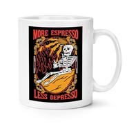 More Espresso Less Depresso Skeleton 10oz Mug Cup Funny Coffee
