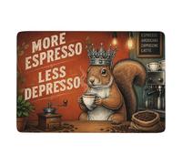 More Espresso Less Depresso Squirrel King Rug 150 x 100 cm, Soft Short Pile | Short pile area rug with PVC dot non slip backing; fits easily beside beds and sofas; for bedroom and living room