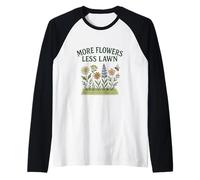 More Flowers, Less Lawn Save The Bees No Mow Pollinator Raglan Baseball Tee