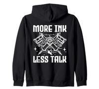 More Ink Less Talk Tattoo Machine Skull Style Zip Hoodie