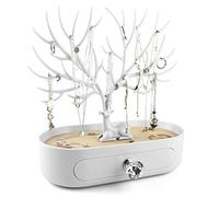 MORE&LESS Antlers Jewelry Display Stand with Drawer and Crystal Handle, Tree Tower Rack Hanging Organizer for Ring Earrings Necklace Bracelet