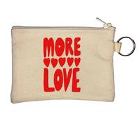 More Love Red Hearts Key Chain Coin Purse Beige