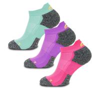 More Mile Womens Challenger Running Socks 3 Pack Pink Blue Purple