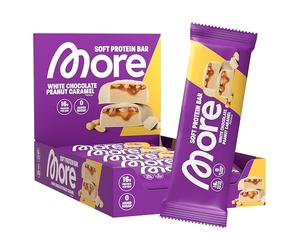 MORE NUTRITION Soft Protein Bar - White Chocolate Peanut Caramel, 10 x 50 g, High Protein Bar with no added sugar, Made in Germany
