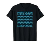 More Ocean Less Plastic Save The Ocean Waves Value Graphic T-Shirt, Men, Black, M