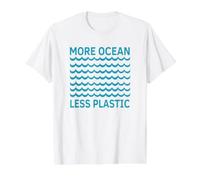 More Ocean Less Plastic Save The Ocean Waves Value Graphic T-Shirt, Men, White, L