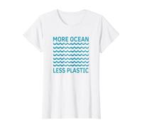 More Ocean Less Plastic Save The Ocean Waves Value Graphic T-Shirt, Women, White, M