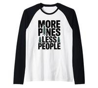 More Pines Less People Introvert Solo Hiking Saying Raglan Baseball Tee