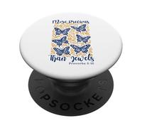 More Precious Than Jewels Proverbs Bible Verse Butterflies PopSockets Adhesive PopGrip