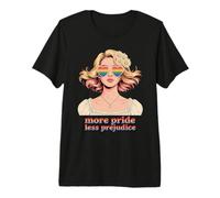 More Pride Less Prejudice Rainbow Heart Sunglasses Freedom Premium T-Shirt