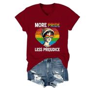 More Pride Less Prejudice Shirt V Neck, Unisex Claret