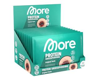 More Protein Grießpudding, tray of 10, 10 x 60 g, 34 g protein per serving, quick preparation without cooking, creamy, delicious semolina pudding with less sugar and fat, perfect for refining