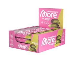 More Protein Satisbites, 12 x 2 x 25 g, Milk Chocolate Pistachio, up to 16 g Protein per Serving, no Added Sugar, Made in Germany