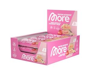More Protein Satisbites, 12 x 2 x 25 g, White Chocolate Strawberry Cream, up to 16 g Protein per Serving, no Added Sugar, Made in Germany