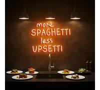 More Spaghetti Less Upsetti Neon Light, Restaurant Signs, Signboard Neon Lights, Dining Room Wall Decor