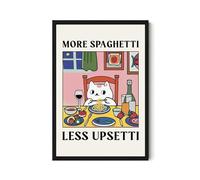 More Spaghetti Less Upsetti Poster - Great For Decor Living Room And Office - Bistro Dining Pasta Posters - Regretti Cat - Bistro Dining Pasta Posters - Unique Cat - Poster 11X17 Inch Unframed