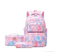More Than A Backpack School Bag for Primary and Middle School Students Cute Printed Backpack Lunch Bag Pen Bag Three Set (Pink, One Size)
