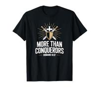 More Than Conquerors Romans 8 Bold Christian Bible Verse T-Shirt