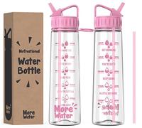 More Water Bottle With Straw, Motivational Time Markings 900ml - Drinking Tracker Bottles - Times to Drink - BPA Free Sports Bottles