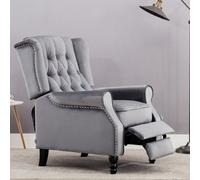 More4Homes Althorpe Pushback Wingback Fireside Recliner Armchair (Grey Velvet)