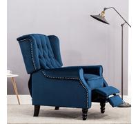 More4Homes Althorpe Pushback Wingback Fireside Recliner Armchair (Midnight Blue Velvet)