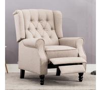 More4Homes Althorpe Pushback Wingback Fireside Recliner Armchair (Pumice Linen)