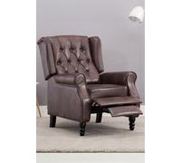 More4Homes Althorpe Wing Back Recliner Button Back Fireside Leather Chair in Brown More4Homes Brown
