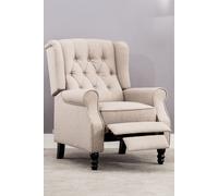 More4Homes Althorpe Wing Back Recliner Button Back Fireside Linen Chair in Beige More4Homes Beige