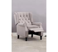 More4Homes Althorpe Wing Back Recliner Button Back Fireside Linen Chair in Grey More4Homes Grey