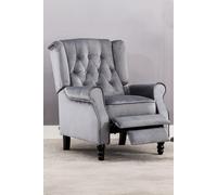 More4Homes Althorpe Wing Back Recliner Button Back Fireside Velvet Chair in Grey More4Homes Grey