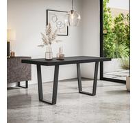 More4Homes Aria 4-6 Seater Dining Table Modern Black Table Top W Black Legs