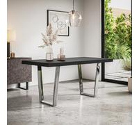 More4Homes Aria 4-6 Seater Dining Table Modern Black Table Top W Chrome Legs