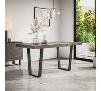 More4Homes Aria 4-6 Seater Dining Table Modern Concrete Effect Table Top W Black Legs