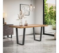 More4Homes Aria 4-6 Seater Dining Table Modern Oak Effect Table Top W Black Legs