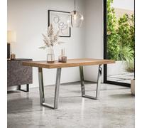 More4Homes Aria 4-6 Seater Dining Table Modern Oak Effect Table Top W Chrome Legs