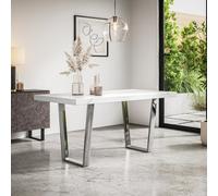 More4Homes Aria 4-6 Seater Dining Table Modern White Marble Effect Table Top W Chrome Legs
