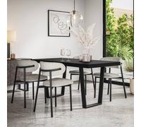 More4Homes Aria Dining Table And Chairs - Black Table Top W Black Legs + Myla Linen Dining Chair Grey Set Of 6