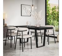 More4Homes Aria Dining Table And Chairs - Black Table Top W Black Legs + Myla Linen Dining Chair Beige Set Of 4
