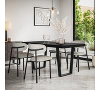 More4Homes Aria Dining Table And Chairs - Black Table Top W Black Legs + Myla Linen Dining Chair Grey Set Of 4