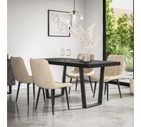 More4Homes Aria Dining Table And Chairs - Black Table Top W Black Legs + Nova Velvet Dining Chair Set Of 4 (Beige)