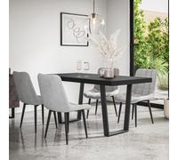 More4Homes Aria Dining Table And Chairs - Black Table Top W Black Legs + Nova Velvet Dining Chair Set Of 6 (Grey)