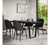 More4Homes Aria Dining Table And Chairs - Black Table Top W Black Legs + Raye Velvet Dining Chair Black Set Of 4