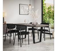 More4Homes Aria Dining Table And Chairs - Concrete Effect Table Top W Black Legs + Myla Linen Dining Chair Black Set Of 4
