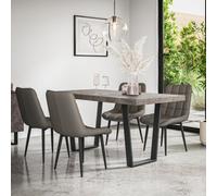 More4Homes Aria Dining Table And Chairs - Concrete Effect Table Top W Black Legs + Nova Faux Leather Dining Chair Set Of 6 (Grey)