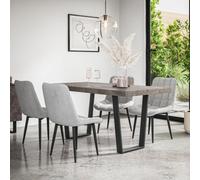More4Homes Aria Dining Table And Chairs - Concrete Effect Table Top W Black Legs + Nova Velvet Dining Chair Set Of 4 (Grey)